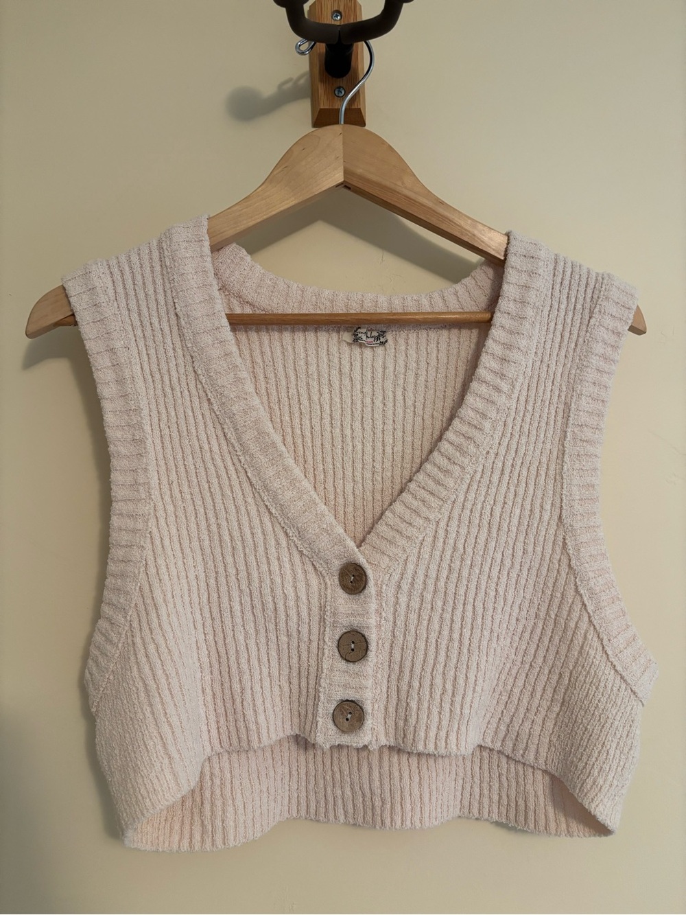Free People Intimately Cropped Button Sweater Vest Size L